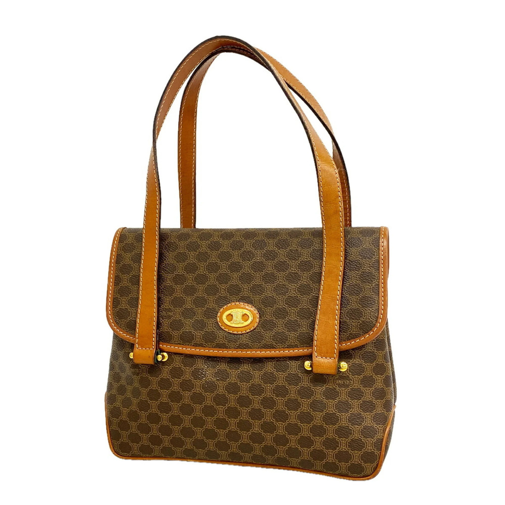 Celine Macadam Shoulder Bag, Brown, Women's